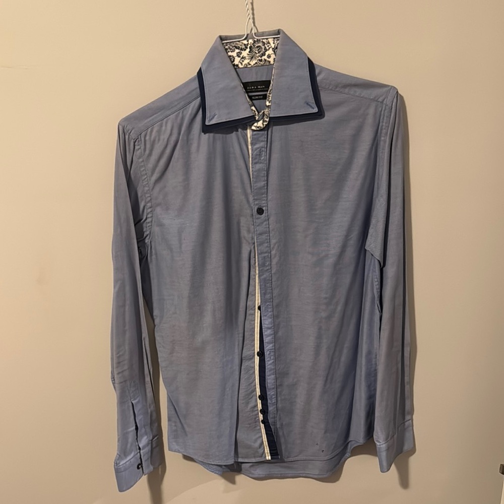 Zara Men's Blue Dress Shirt